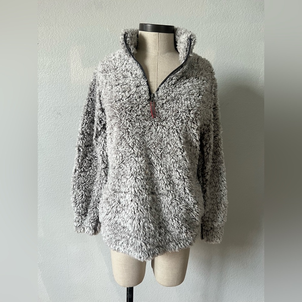 Weatherproof Vintage Gray Sherpa pullover‎ Sweater fleece faux fur